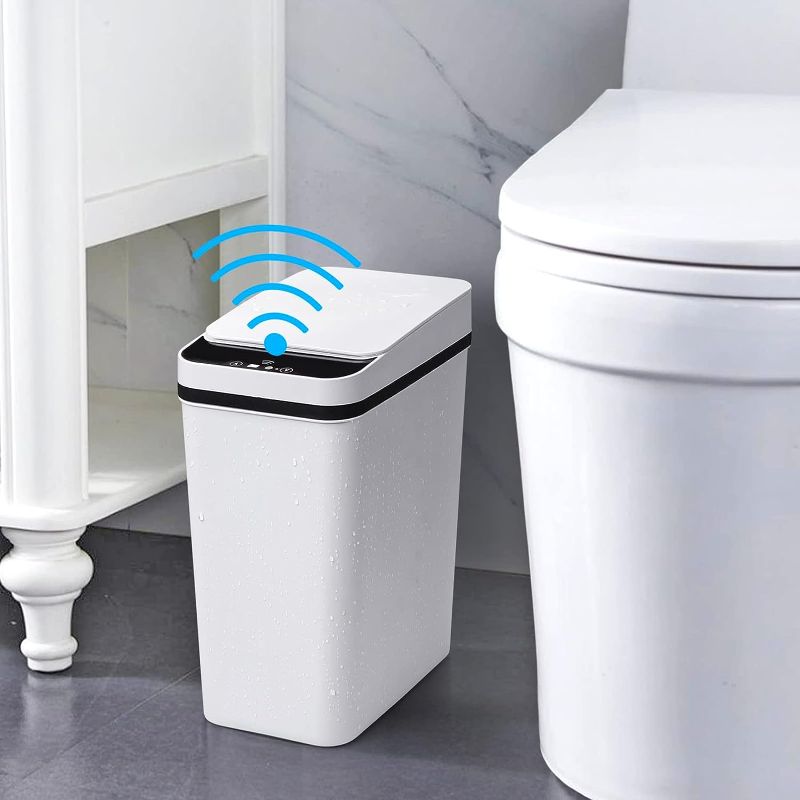 Photo 1 of Anborry Bathroom Smart Touchless Trash Can 2.2 Gallon Automatic Motion Sensor Rubbish Can with Lid Electric Narrow Small Garbage Bin for Kitchen, Office, Living Room, Toilet, Bedroom, RV