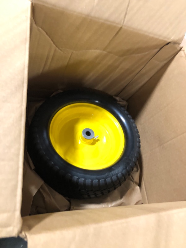 Photo 2 of Upgrade 16x6.50-8 Flat Free Lawn Mower Tires and Wheels with 3/4" & 5/8" Bearing,16x6.50-8 Solid Tire Assembly for Lawn Mower, Commercial Grade Lawn, Garden Turf, 3"-4.2" Offset Hub-1PC