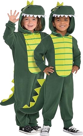 Photo 1 of Amscan Zipster Dinosaur One Piece Halloween Costume for Toddlers, Attached Hood and Tail Included