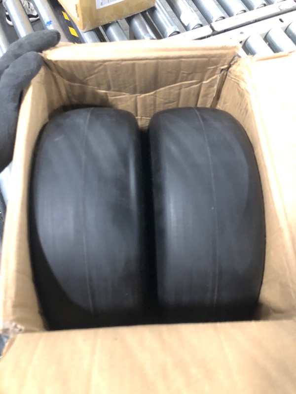 Photo 2 of N12 2 New HORSESHOE 11x4.00-5 Flat-Free Smooth Tires w/Steel Rim for Zero Turn Lawn Mower Gardon Tractor - hub 3-5inch with 5/8inch Grease bushing 114005 T161 11x4.00-5 11x4-5