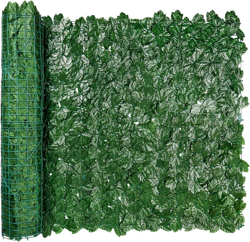 Photo 1 of 59 * 98in Artificial Ivy Privacy Fence Screen, Green Maple Leaf Strengthened Joint Prevent Leaves Falling Off, Faux Hedge Panels Greenery Vines, Decorative Fence for Outdoor, Garden