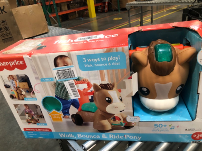 Photo 1 of Fisher-Price Baby Walker Learning Toy, Walk Bounce & Ride Pony Ride-On with Music and Lights for Infants and Toddlers Ages 9+ Months (Amazon Exclusive), Medium, Multicolor