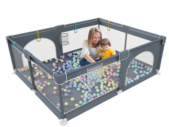 Photo 1 of Baby Playpen, Play Pens for Babies and Toddlers Sturdy Baby Play Yards, Kids Activity Center with Ocean Balls, Baby Fence with Breathable Mesh