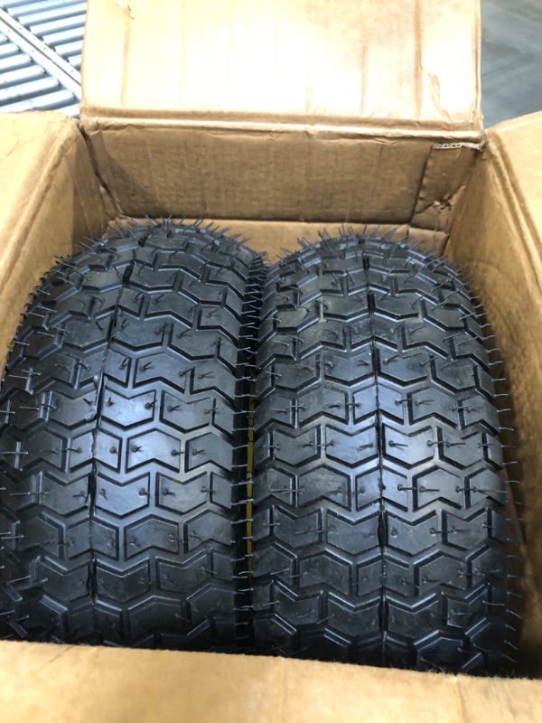 Photo 1 of 2Pcs 16x6.50-8 Front Tires and Wheels Assembly for Lawn Mower Tractors, 3" Offset Long Hub with 3/4"Bearings, Pneumatic Tire