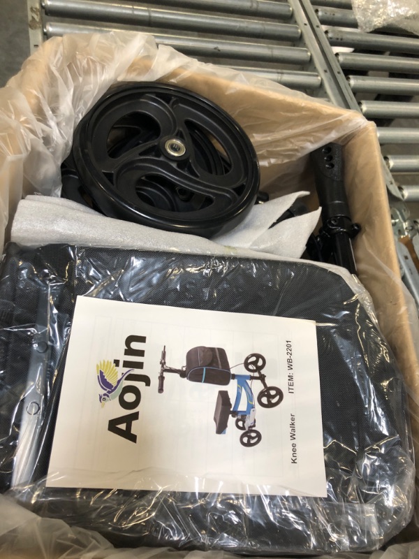 Photo 1 of Aojin Steerable Knee Walker Deluxe Medical Scooter for Foot Injuries Compact Crutches, 2022 Upgraded Model with Dual Rear on-Wheel Brake and Shock Absorption Under The Knee pad Black