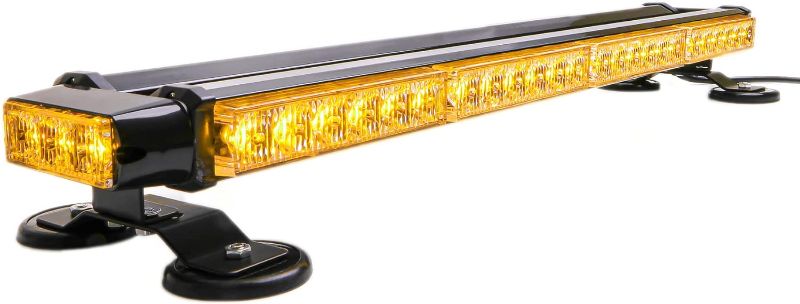 Photo 1 of 26.5" Amber Yellow 54 LED Automotive Rooftop Beacon Warning Emergency Flashing Snow Plow Light Bar Double Side Strobe Light Traffic Advisor with Magnetic Base For Tow Work Truck Pickup