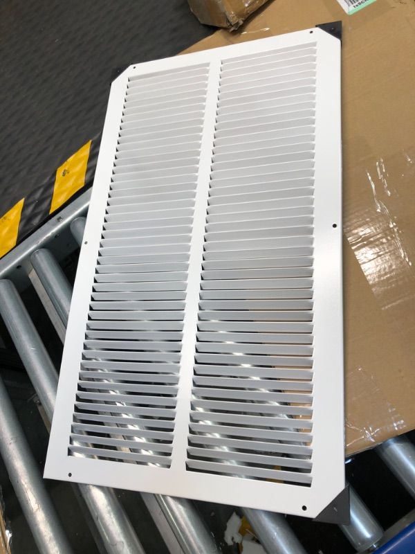 Photo 3 of 12" x 22" Return Air Grille - Sidewall and Ceiling - HVAC Vent Duct Cover Diffuser - [White] [Outer Dimensions: 13.75w X 23.75"h] 12 x 22 White