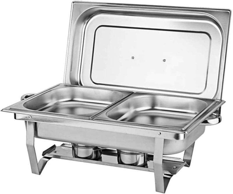 Photo 1 of 11L Stainless Steel Chafing Dish, Chafing Dish Set Food Warmer Buffet Chafing Dishes Set for Catering Buffet Warmer with Folding Frame, for Buffet Catering