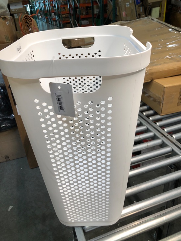 Photo 1 of 60 Liter White Perforated Plastic Laundry Hamper Dirty Clothes Storage