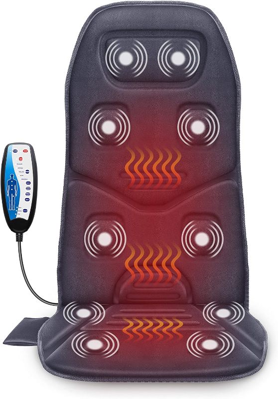 Photo 1 of COMFIER Massage Seat Cushion with Heat - 10 Vibration Motors Seat Warmer, Back Massager for Chair, Massage Chair Pad for Back Ideal Gifts for Women,Men Black