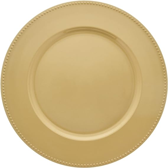 Photo 1 of (Set of 5) 13 inch-Gold Charger Plates with Decorative Beaded Rim. The Perfect Finishing Touch for Holidays`Table Settings! Plates have Stylish Presentation Under Dinner Plates (5)