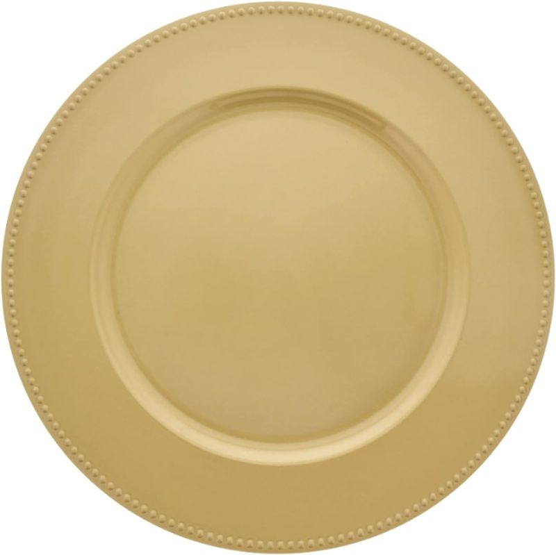 Photo 1 of (Set of 5) 13 inch-Gold Charger Plates with Decorative Beaded Rim. The Perfect Finishing Touch for Holidays`Table Settings! Plates have Stylish Presentation Under Dinner Plates (5)