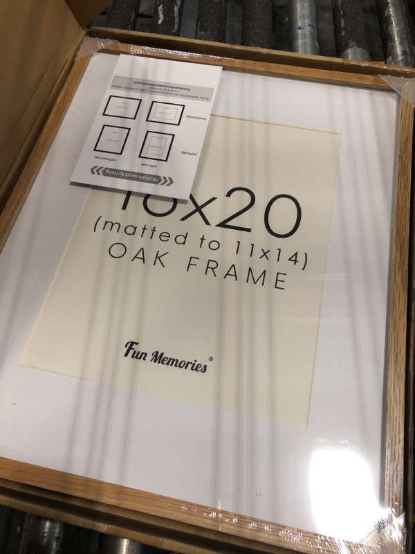 Photo 4 of 16x20 Picture Frame for Wall, Solid Oak Wood 16x20 Frame Matted to 11x14, 16"x20" Poster Frames with Real Glass, Natural Wood 20 x 16 Frames Art Frames for Wall Decor, 3 Pack