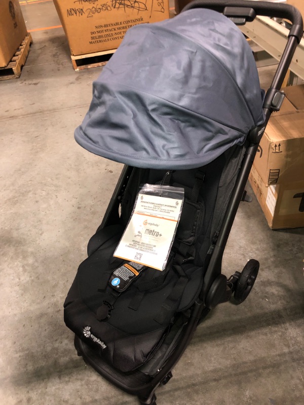 Photo 5 of Ergobaby Metro+ Compact Baby Stroller, Lightweight Umbrella Stroller Folds Down for Overhead Airplane Storage (Carries up to 50 lbs), Car Seat Compatible, Slate Grey