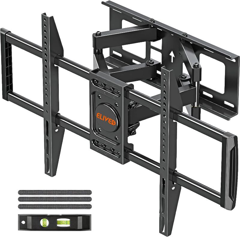 Photo 1 of ELIVED UL Listed TV Wall Mount for Most 37-82 Inch Flat Screen TVs, Swivel and Tilt Full Motion TV Mount Bracket, Max VESA 600x400mm, 100 lbs. Loading, Fits 16" Wood Studs, YD3003