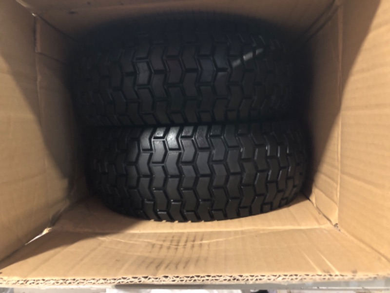 Photo 3 of 2-Pack 13x5.00-6 Flat-Free Tire with Rim,3"Centered Hub with 3/4" Bushings,w/Grease Fitting?400lbs Capacity,13x5-6 No-Flat Solid Rubber Turf Wheel,for Riding Lawn mower,Garden Cart,Wheelbarrow