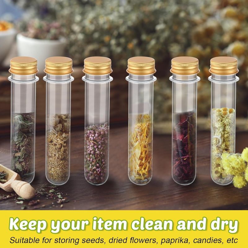 Photo 1 of Test Tubes Clear Candy Tubes Vials Storage Tubes Container for Sample Powder Seed Bead Gift Science Party (Gold)