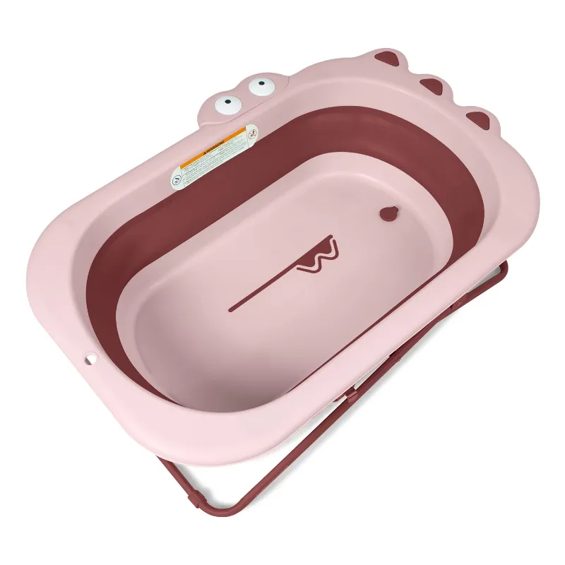 Photo 1 of Beberoad Love Portable Travel Baby Bathtub for Newborn/Infant/Toddler/Pets, Foldable & Collapsible, Adjustable Height to Comfort Parents' Waist, with Drain Hole, Pink
