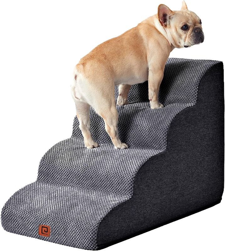 Photo 1 of 
EHEYCIGA Curved Dog Stairs for High Beds, 4-Step Dog Steps for Small Dogs and Cats, Pet Stairs for High Bed Climbing, Non-Slip Balanced Pet Step Indoor, Grey