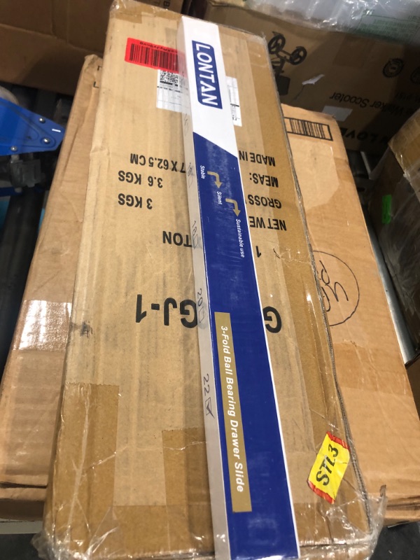 Photo 1 of 1 Pair Heavy Duty Drawer Slides 22 inch Soft Close Ball Bearing Drawer Slides - LONTAN 4502S3-22 Drawer Rails Heavy Duty 100 LB Capacity Full Extension Drawer Slides 22 Inch 1 Pair