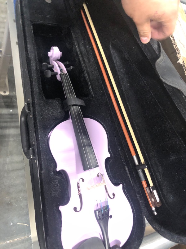 Photo 2 of ADM Acoustic Violin for Kids Beginners, 1/4 Acoustic Violin Fiddle for Teens Students Beginners Violin Starter Kit with with Hard Case, Rosin, Shoulder Rest, Bow, Violin Music Stand and Strings,Purple