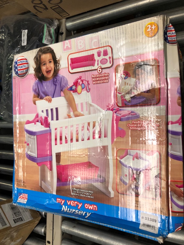 Photo 1 of American Plastic Toys Kids’ My Very Own Nursery Baby Doll Playset, Doll Furniture, Crib, Feeding Station, Learn to Nurture and Care, Durable and BPA-Free Plastic, for Children Ages 2+