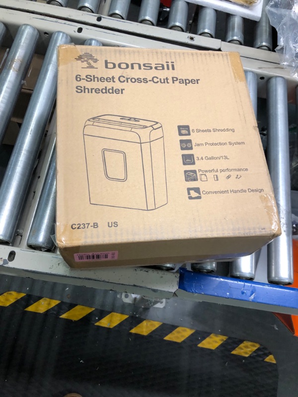 Photo 1 of Bonsaii Paper Shredder for Home Use,6-Sheet Crosscut Paper and Credit Card Shredder for Home Office,Home Shredder with Handle for Document,Mail,Staple,Clip-3.4 Gal Wastebasket(C237-B) 6-Sheet Cross Cut