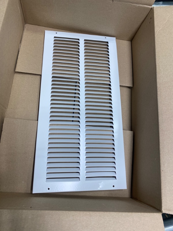 Photo 3 of 10" X 10" Steel Return Air Filter Grille for 1" Filter - Fixed Hinged - Ceiling Recommended - HVAC DUCT COVER - Flat" Stamped Face - White [Outer Dimensions: 12.5 X 11.75] 10 X 10