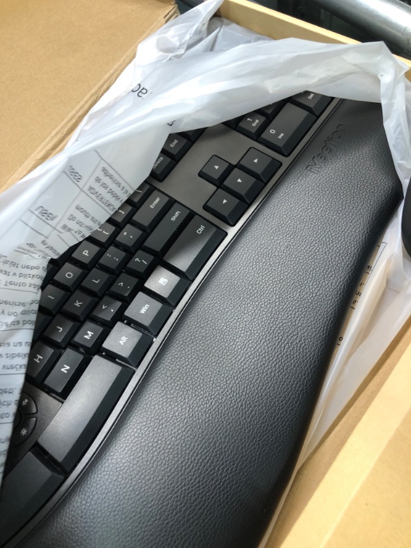 Photo 3 of MEETION Ergonomic Wireless Keyboard and Mouse, Ergo Keyboard with Vertical Mouse, Split Keyboard with Cushioned Wrist, Palm Rest, Natural Typing, Rechargeable, Full Size, Windows/Mac/Computer/Laptop