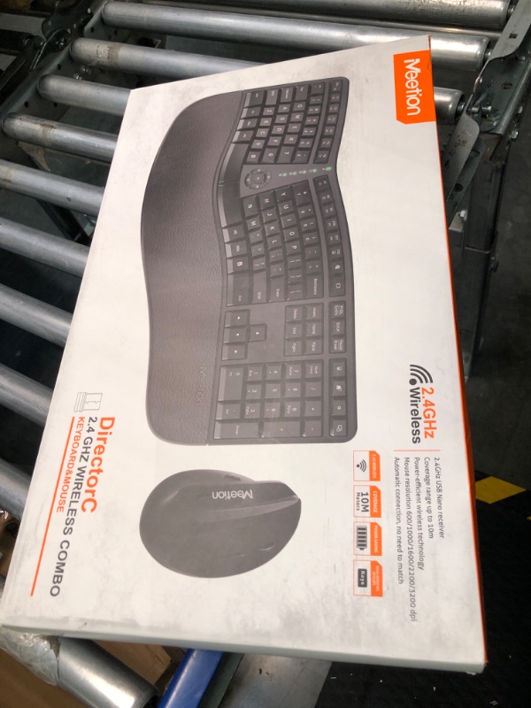 Photo 2 of MEETION Ergonomic Wireless Keyboard and Mouse, Ergo Keyboard with Vertical Mouse, Split Keyboard with Cushioned Wrist, Palm Rest, Natural Typing, Rechargeable, Full Size, Windows/Mac/Computer/Laptop