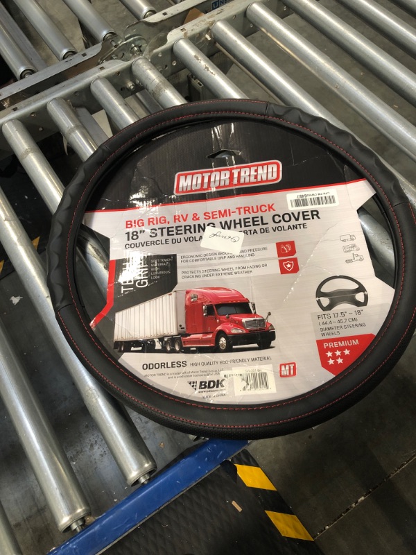 Photo 1 of BDK Motor Trend 18 Inch Car Steering Wheel Cover for Trailer Truck - Heavy Duty Protection Black Black