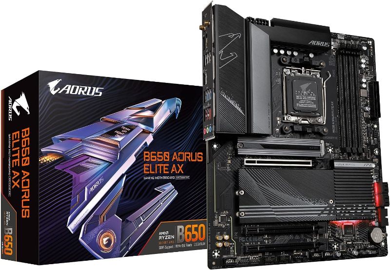 Photo 1 of GIGABYTE B650 AORUS Elite AX (AM5/ LGA 1718/ AMD B650/ ATX/ 5-Year Warranty/ DDR5/ M.2/ PCIe 5.0/ USB 3.2 Gen2X2 Type-C/WiFi 6E/ 2.5GbE LAN/Q-Flash Plus/EZ-Latch/Gaming Motherboard)
