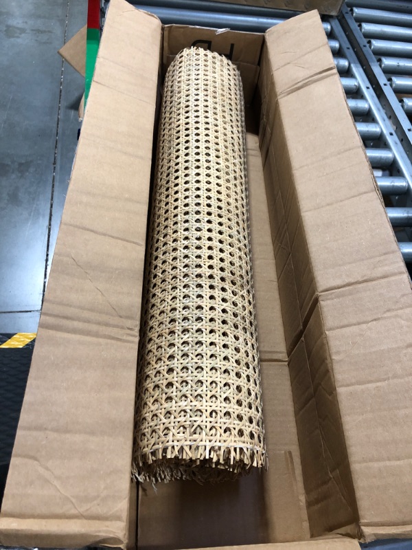 Photo 2 of 24" Width Rattan Cane Webbing Roll 5 Feet Hexagon Weave Rattan Fabric Furniture Woven Rattan Sheets for Crafts Cane Weave Rattan Material Natural Chair Caning Supplies Wicker (5 Feet)