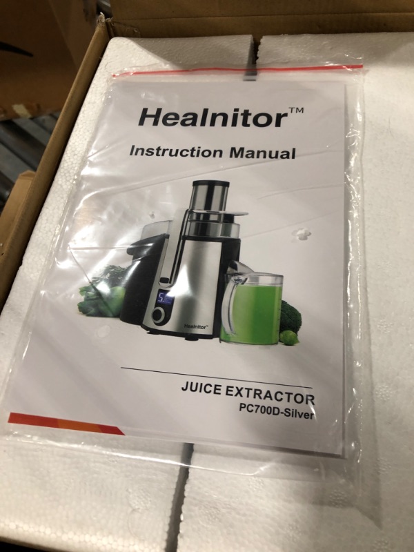 Photo 5 of 1000W 5-SPEED LCD Screen Centrifugal Juicer Machines Vegetable and Fruit, Healnitor Juice Extractor with Big Adjustable 3" Big Mouth, Easy Clean, BPA-Free, High Juice Yield, Silver