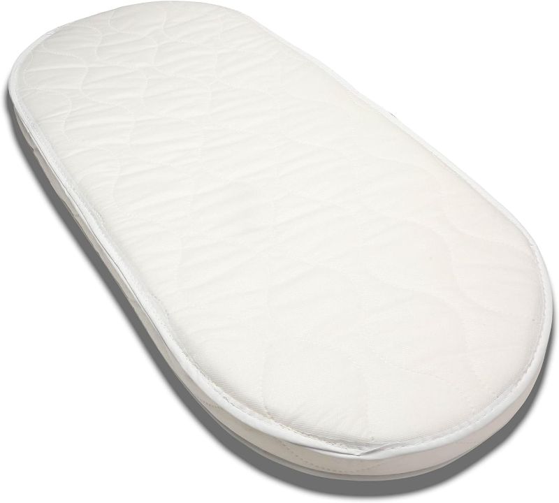 Photo 1 of First Essentials Baby Bassinet Cradle Mattress Oval 12" x 26" Breathable Foam Interior Waterproof Padded Design.
