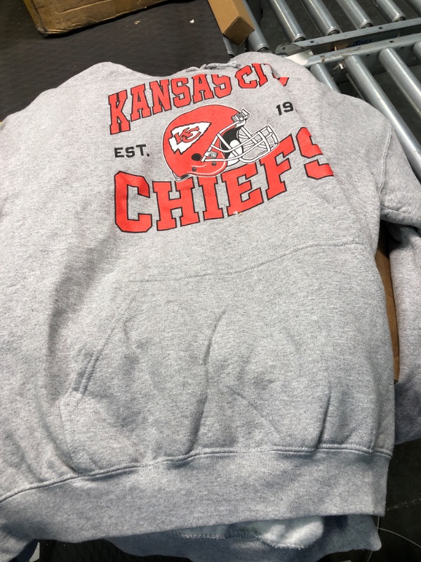 Photo 3 of Junk Food Clothing x NFL - Team Helmet - Unisex Adult Pullover Hoodie for Men and Women - Officially Licensed NFL Apparel Kansas City Chiefs X-Large Grey