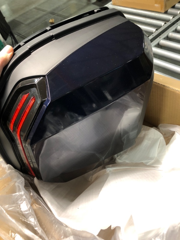 Photo 1 of LESANM 35L Motorcycle Top Case, Motorcycle Daily Tail Box Trunk Lockable Storage Carrier Plastic Waterproof Moto Top Box with Contoured Plastic Backrest Universal Mounting for Helmet Luggage - Blue 35L - Blue