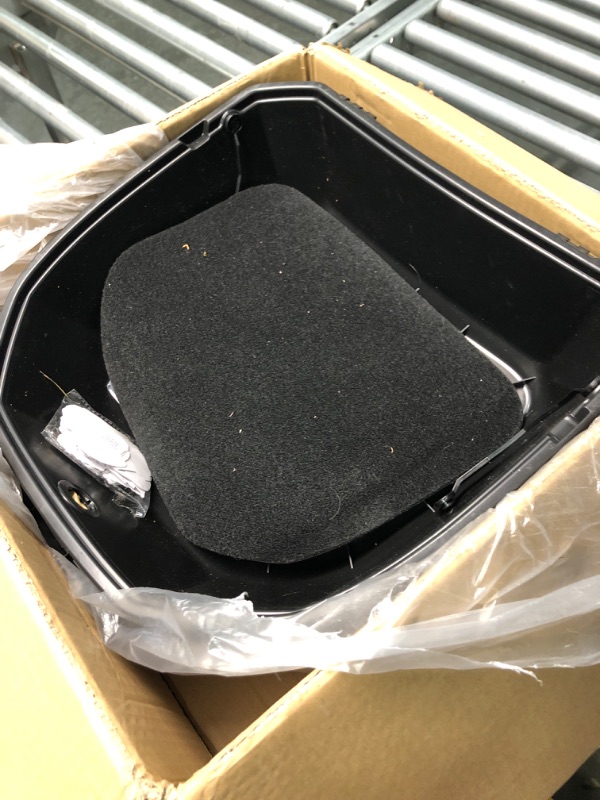 Photo 1 of LESANM 35L Motorcycle Top Case, Motorcycle Daily Tail Box Trunk Lockable Storage Carrier Plastic Waterproof Moto Top Box with Contoured Plastic Backrest Universal Mounting for Helmet Luggage - Blue 35L - Blue