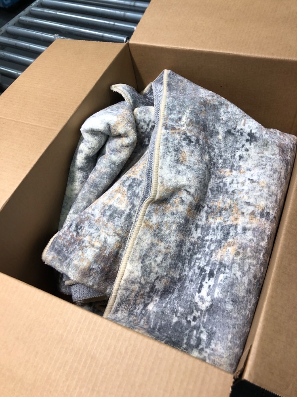 Photo 1 of Lahome Modern Abstract Area Rug - 5x7 Washable Large Living Room Rugs for Bedroom, Soft Non Skid Contemporary Low Pile Indoor Accent Carpet for Dorm Guest Dining Room Kitchen Table Apartment 5' x 7' Grey