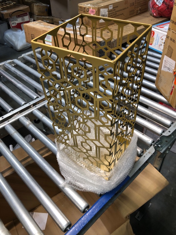 Photo 1 of Edeco Metal Umbrella Stand Gold Square Umbrella Rack for Canes Walking Sticks Umbrellas Home Office Decor with Drip Tray Gold-square