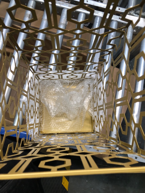 Photo 1 of Edeco Metal Umbrella Stand Gold Square Umbrella Rack for Canes Walking Sticks Umbrellas Home Office Decor with Drip Tray Gold-square