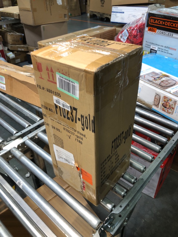 Photo 1 of Edeco Metal Umbrella Stand Gold Square Umbrella Rack for Canes Walking Sticks Umbrellas Home Office Decor with Drip Tray Gold-square