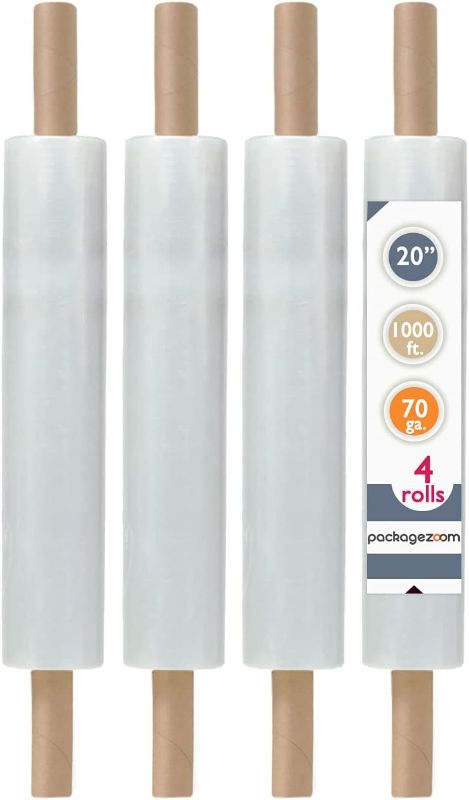 Photo 1 of PackageZoom 20 inch x 1000 Feet Stretch Wrap with Handle, Clear Stretch Film, 4 Rolls