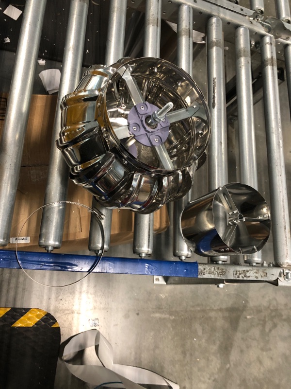 Photo 1 of Stainless Steel Pipefit Roof Ventilating Fan Wind Turbines Air Vent Attic Ventilator Rotating Chimney Cowl Cap Roof Vents for Houses Factory Attic Farm Pack of 2