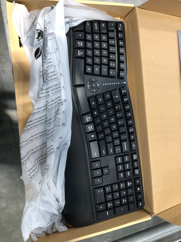 Photo 3 of MEETION Ergonomic Wireless Keyboard and Mouse, Ergo Keyboard with Vertical Mouse, Split Keyboard with Cushioned Wrist, Palm Rest, Natural Typing, Rechargeable, Full Size, Windows/Mac/Computer/Laptop