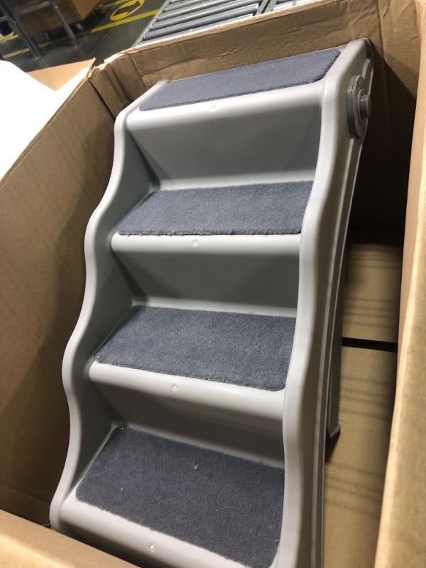 Photo 3 of Amazon Basics Foldable Steps for Dogs and Cats, Grey 14.6"X22.75"X19.5" Foldable Grey