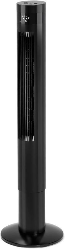 Photo 1 of Antarctic Star Tower Fan Portable Electric Oscillating Fan Quiet Cooling Remote Control Standing Bladeless Floor Fans 3 Speeds Wind Modes Timer Bedroom Office (43 inch, Black)