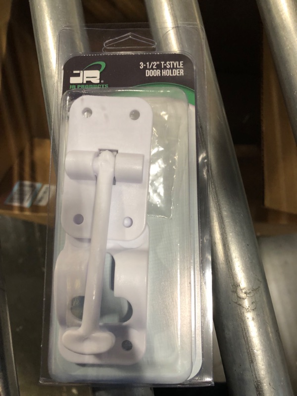 Photo 1 of JR Products 10414 Plastic T-Style Door Holder - Polar White, 3-1/2"
