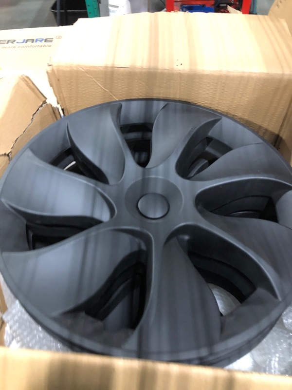 Photo 2 of 4PC 19" Matte Black Wheel Cover Hubcap Hub Cap Replacement for 2020-2023 Tesla Model Y ABS Plastic