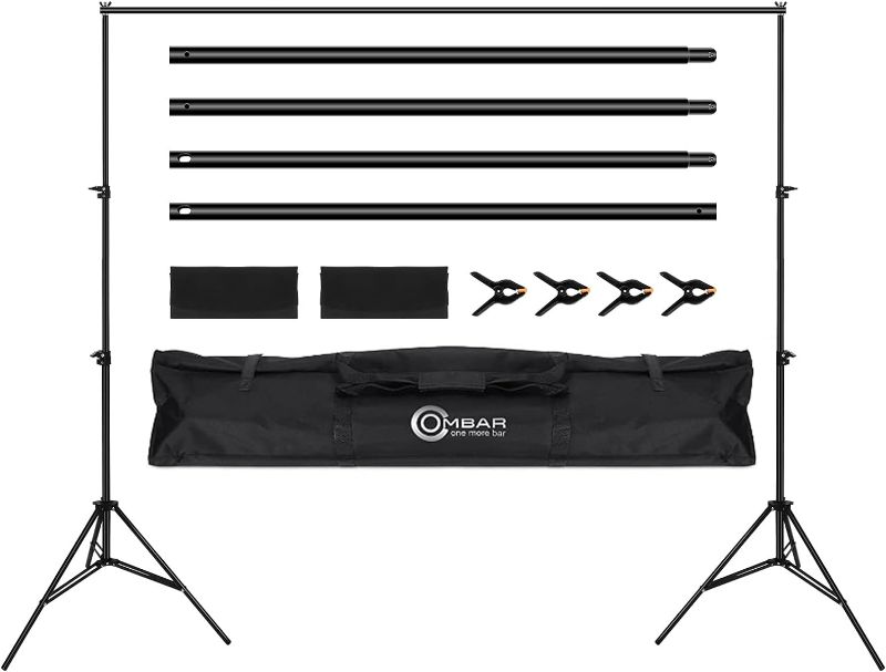 Photo 1 of OMBAR 2 x 3 m Photo Backdrop Holder for Projector 4 Background Clips Adjustable Professional Youtuber Tiktok Decor Bar for Photo Studio Wedding Streaming (2x3m)